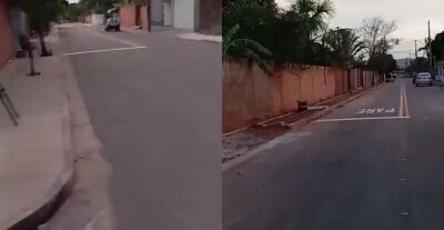Imagem da notícia Moradores ironizam sinalização de Pare pintada longe das esquinas em Coxim